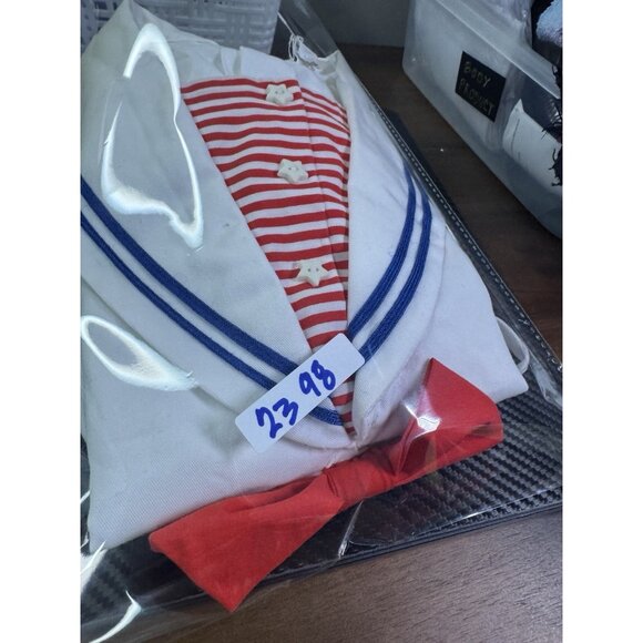 VTG Baby 24M Boutique Sailor Dress Navy Bucket Purse Button Back Nautical Sweet - Picture 13 of 14